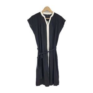 Talbots Dress 12 Black Crepe Midi Sleeveless Shift Women's NEW Minimalist